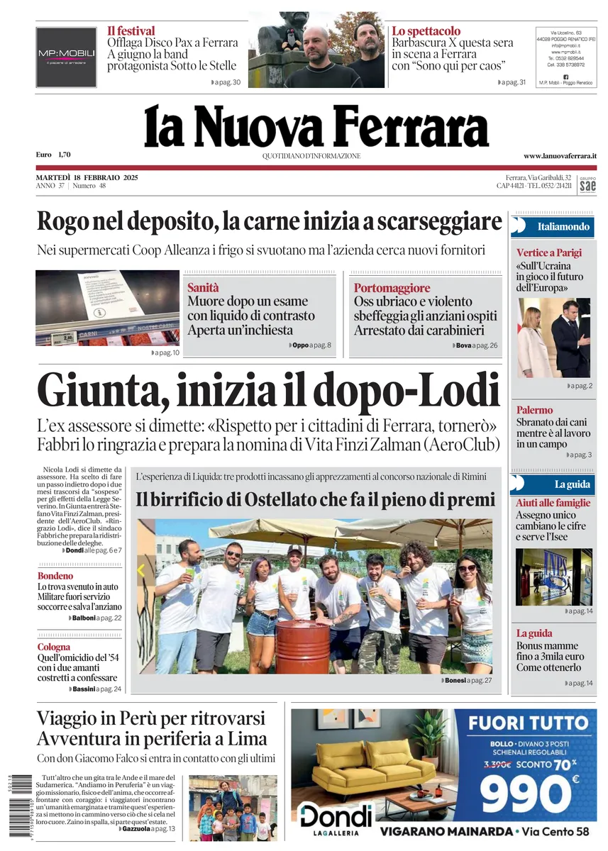 Prima-pagina-nuova ferrara-oggi-edizione-del-2025-02-18